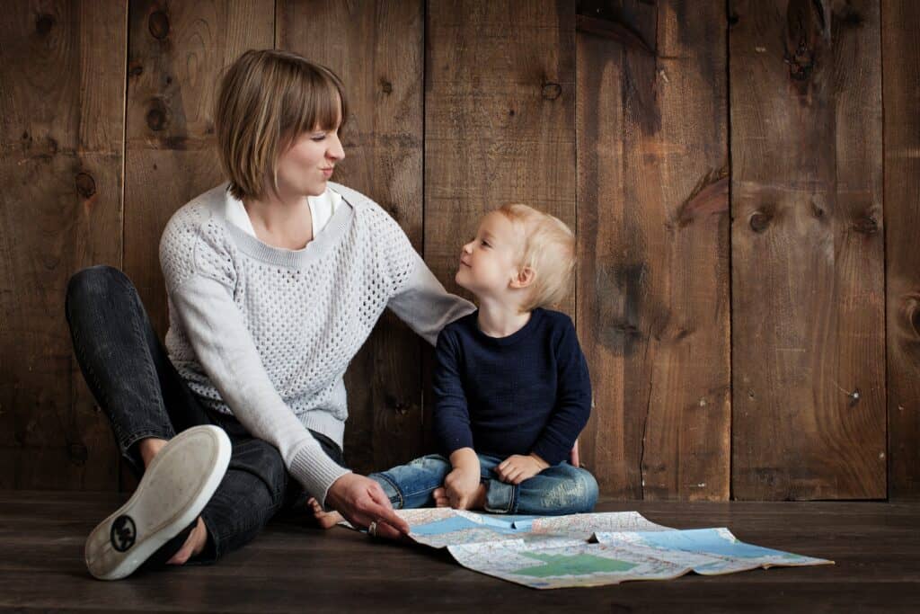 Mom enjoying work life balance with her baby